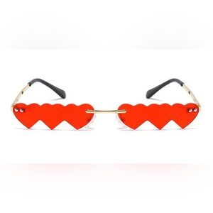 Red Heart-Edge Rimless Sunglasses - Women's Fashion Accessory